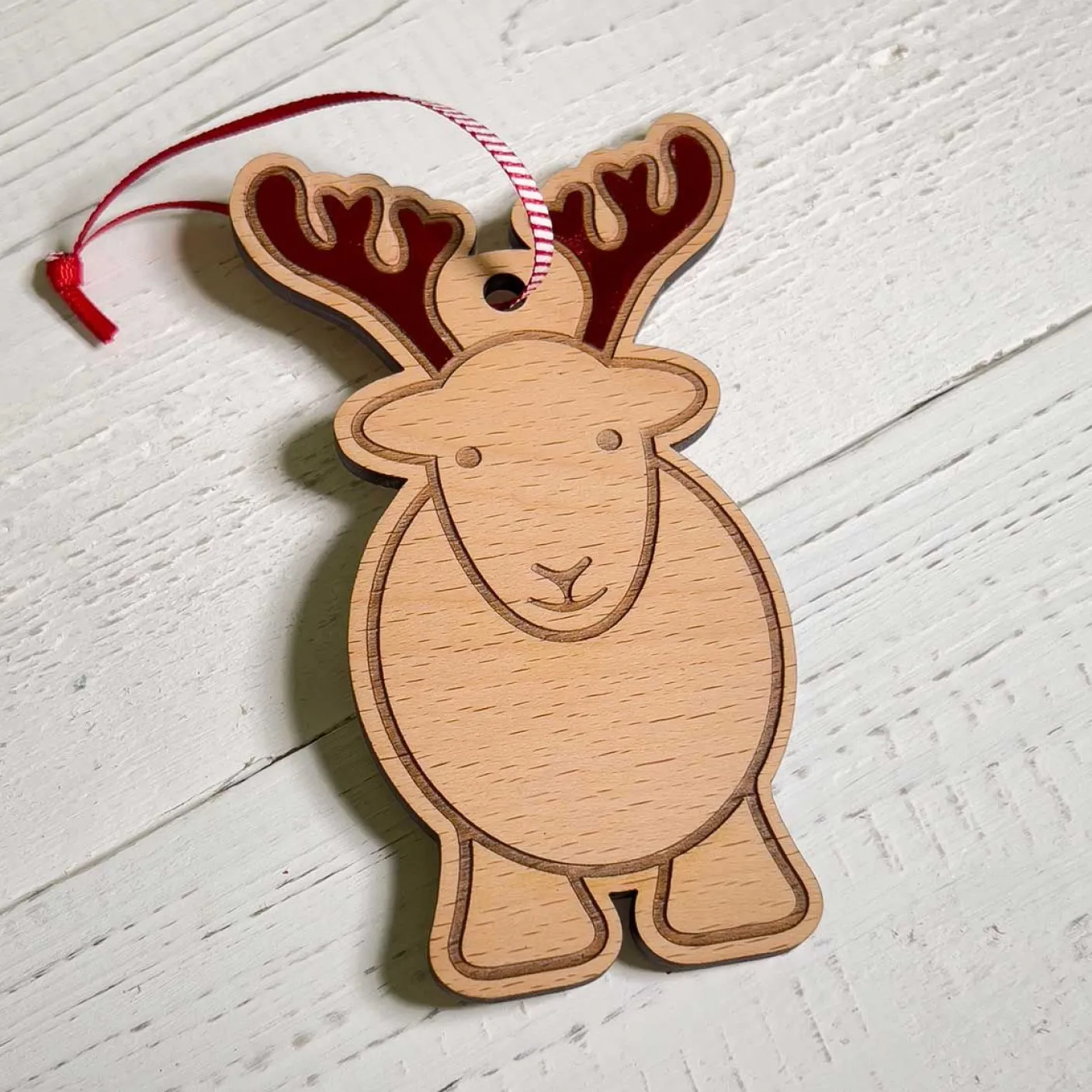 Herdy Reindeer Wooden Christmas Decoration