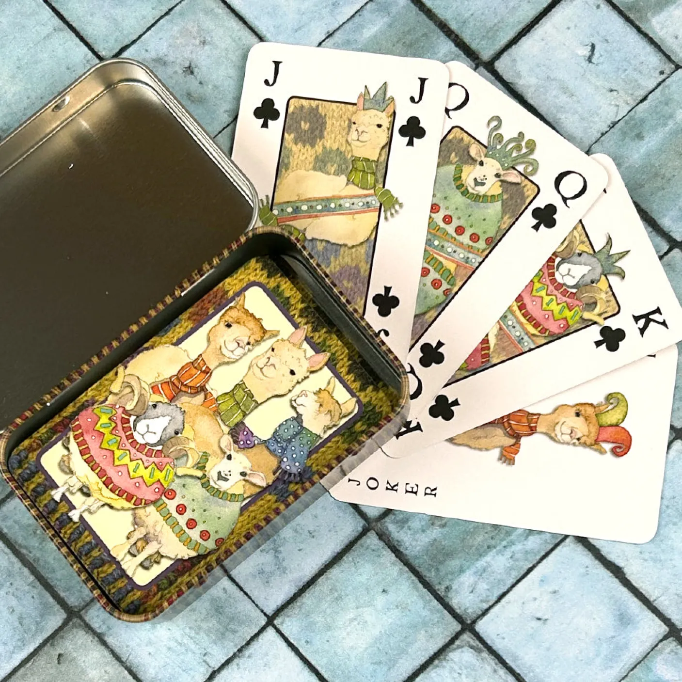 Sheep in Sweaters Playing Cards in Tin