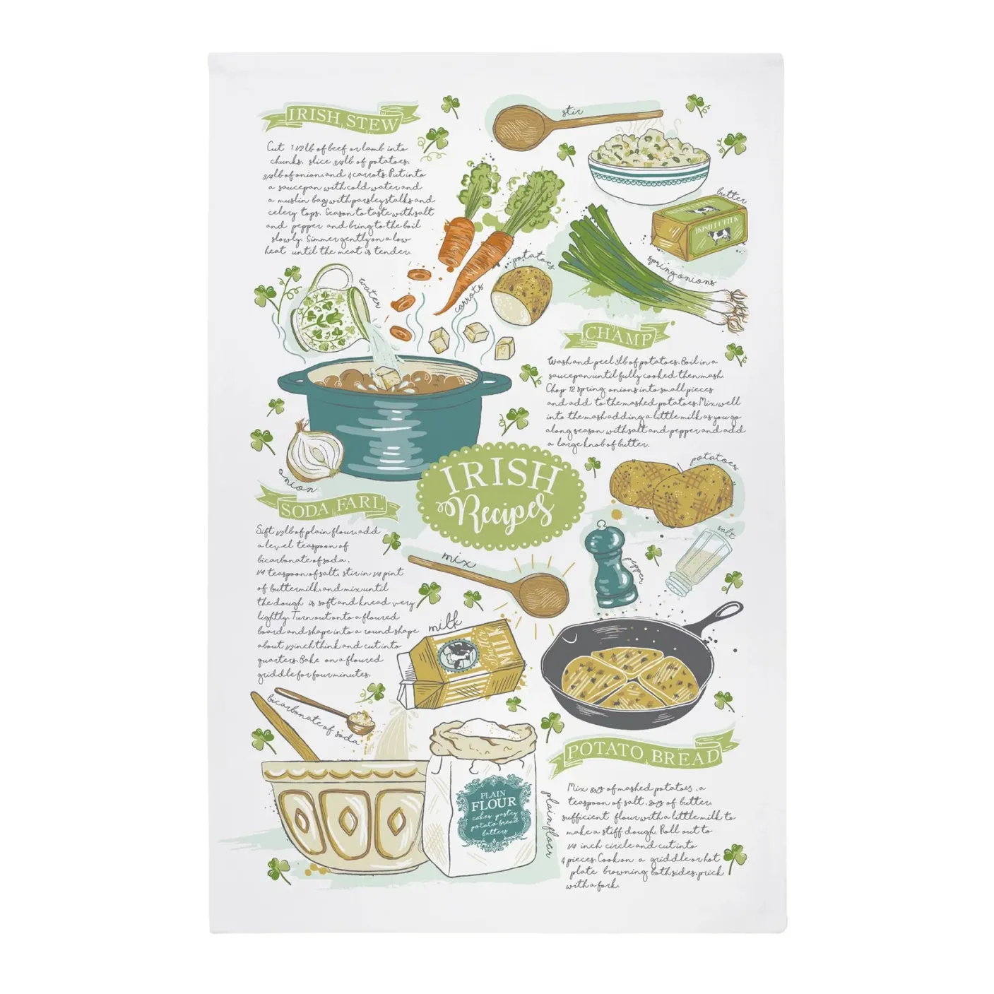 Irish Recipes Tea Towel