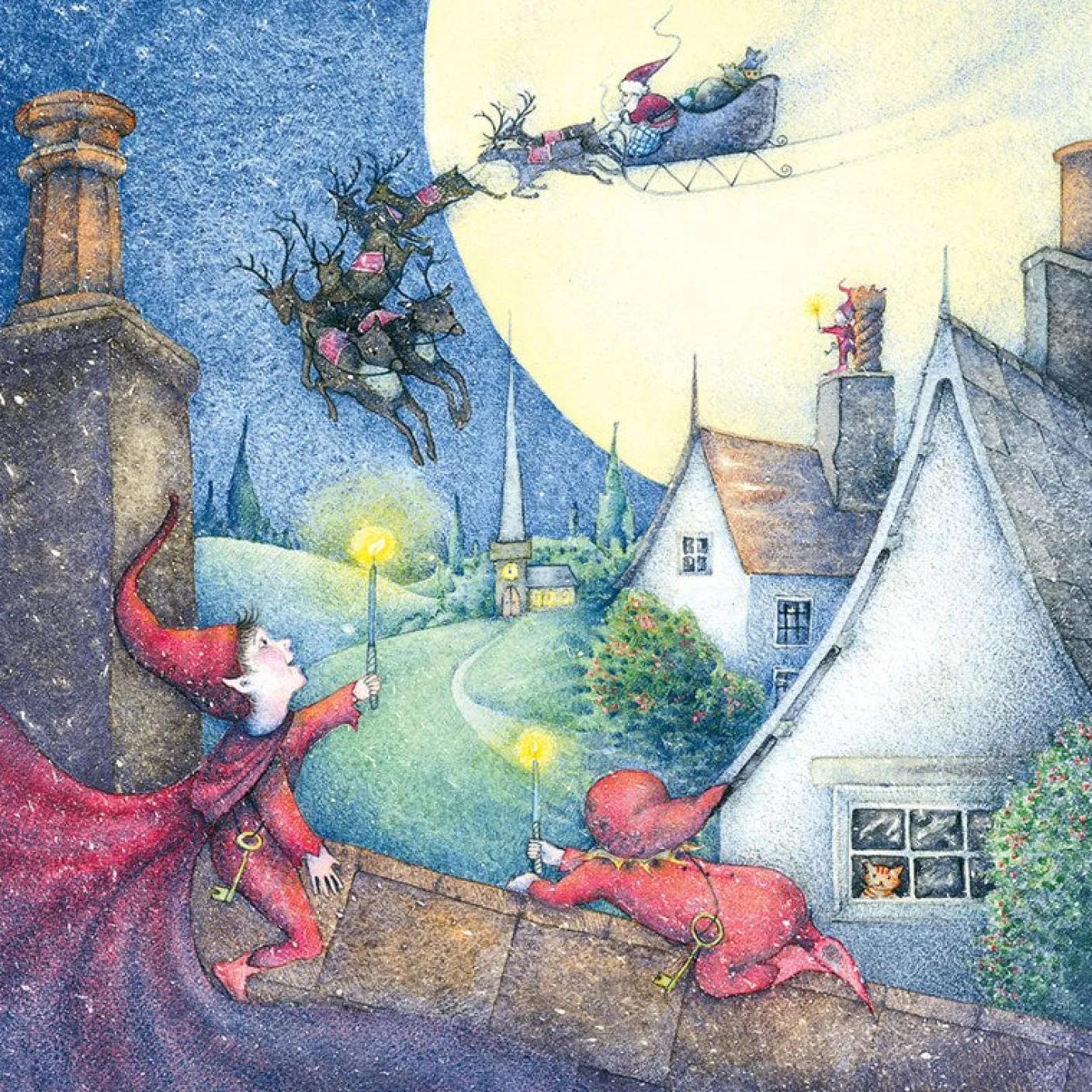Little Elves in Suits of Red Greeting Card