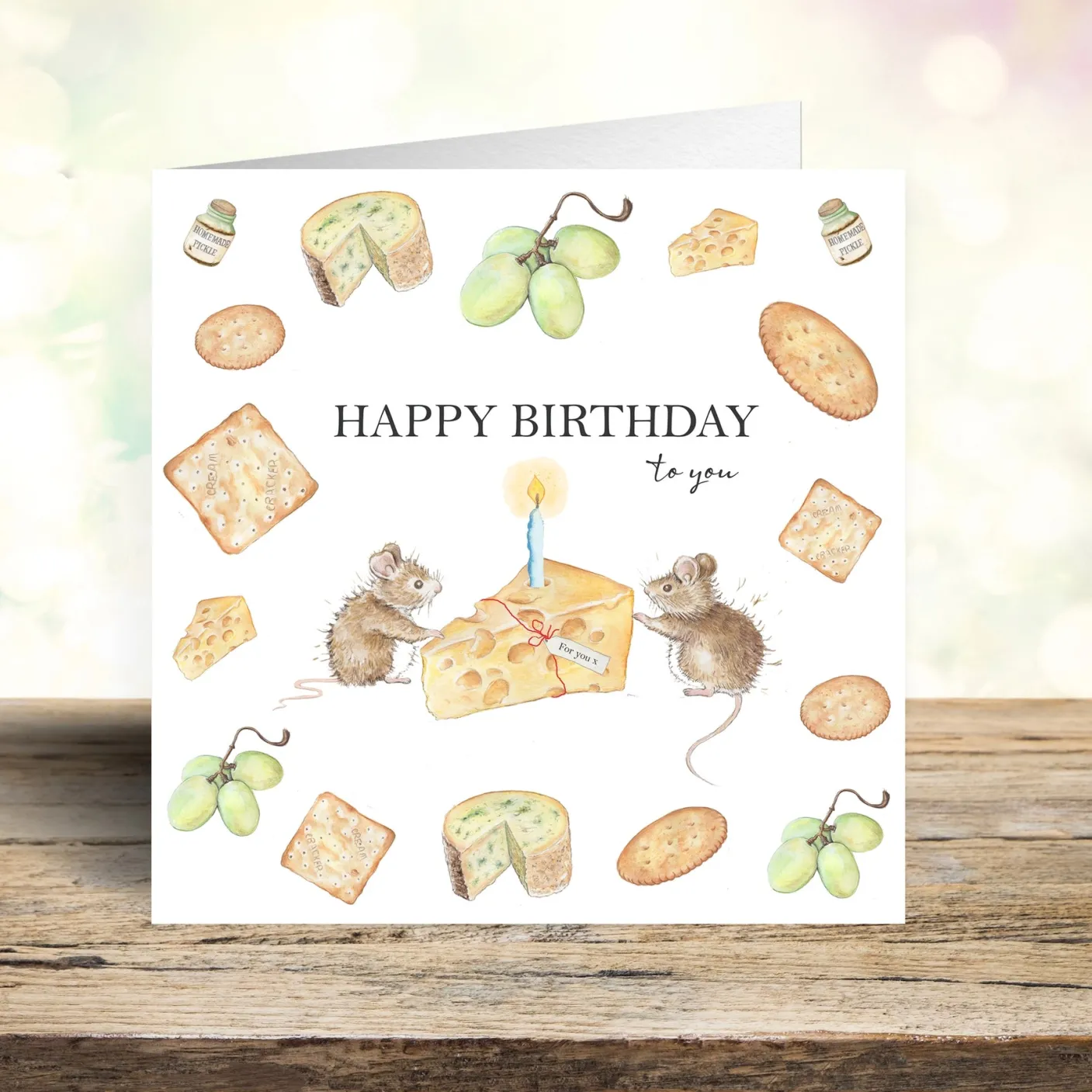 Cheese & Biscuits Mice Birthday Card