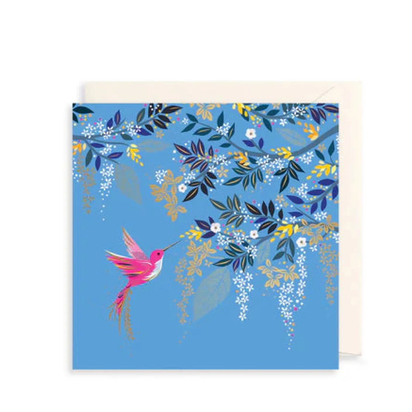 Hummingbird & Foliage Greeting Card by Sara Miller
