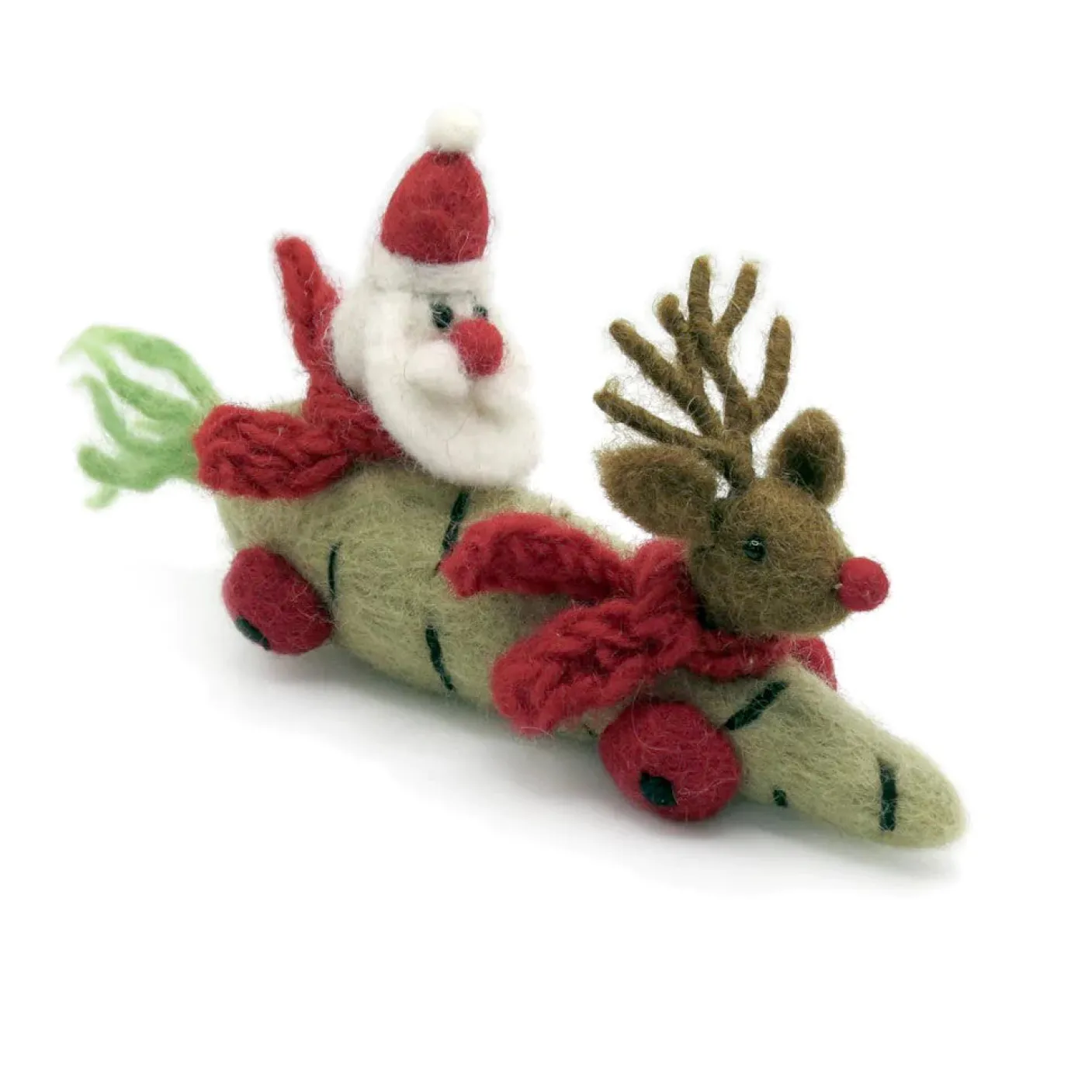 Christmas Parsnip Car with Santa & Reindeer Felt Decoration