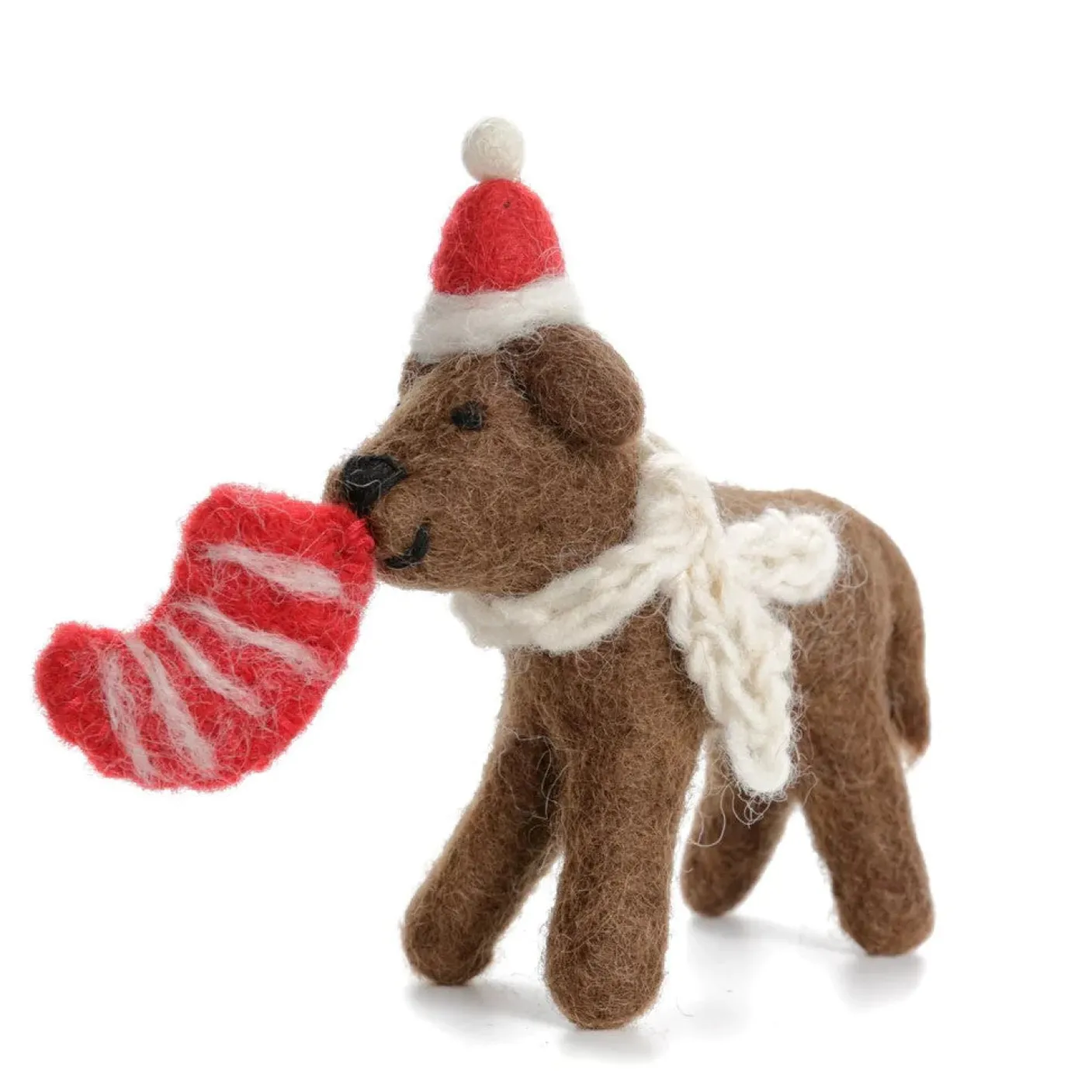 Chocolate Labrador with Stocking Felt Decoration