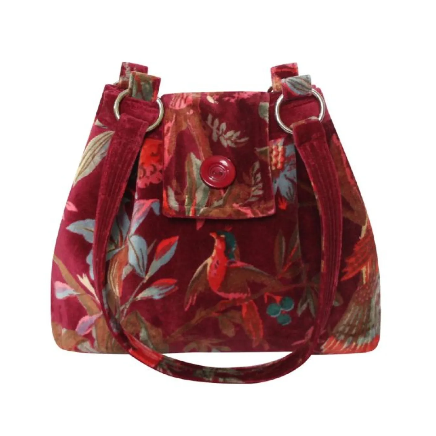 Eden Red Botanical Velvet Ava Bag