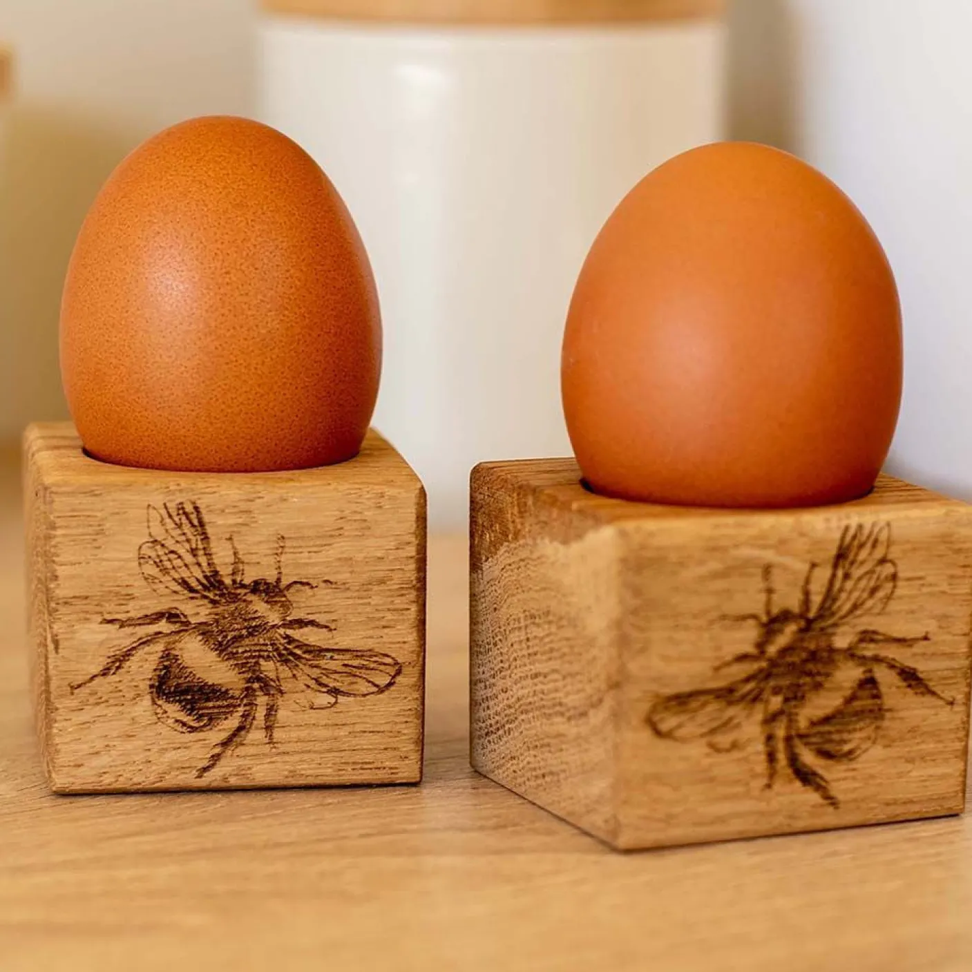 Bee Oak Egg Cups - Set of 2
