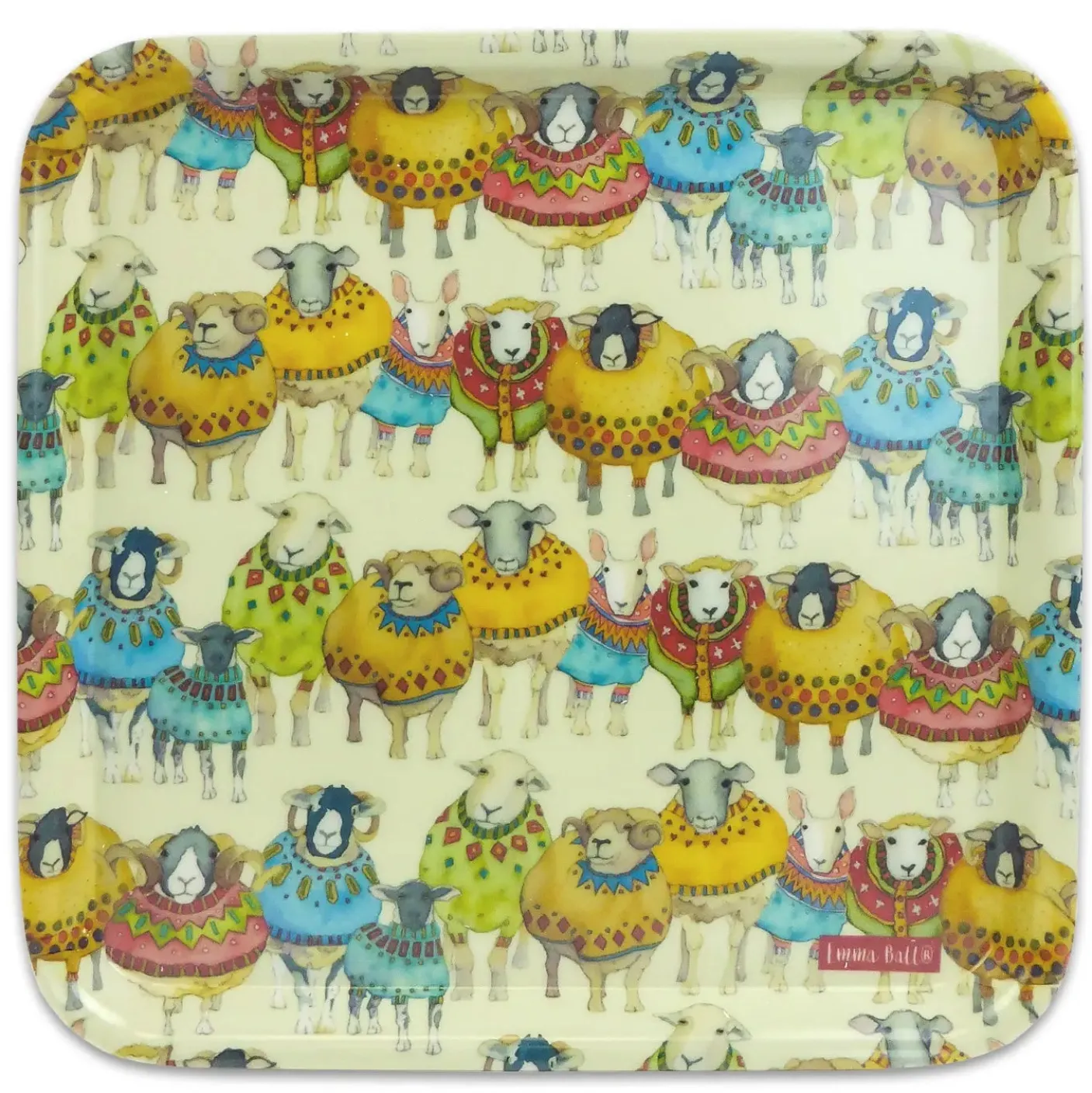 Sheep in Sweaters Melamine Square Tray