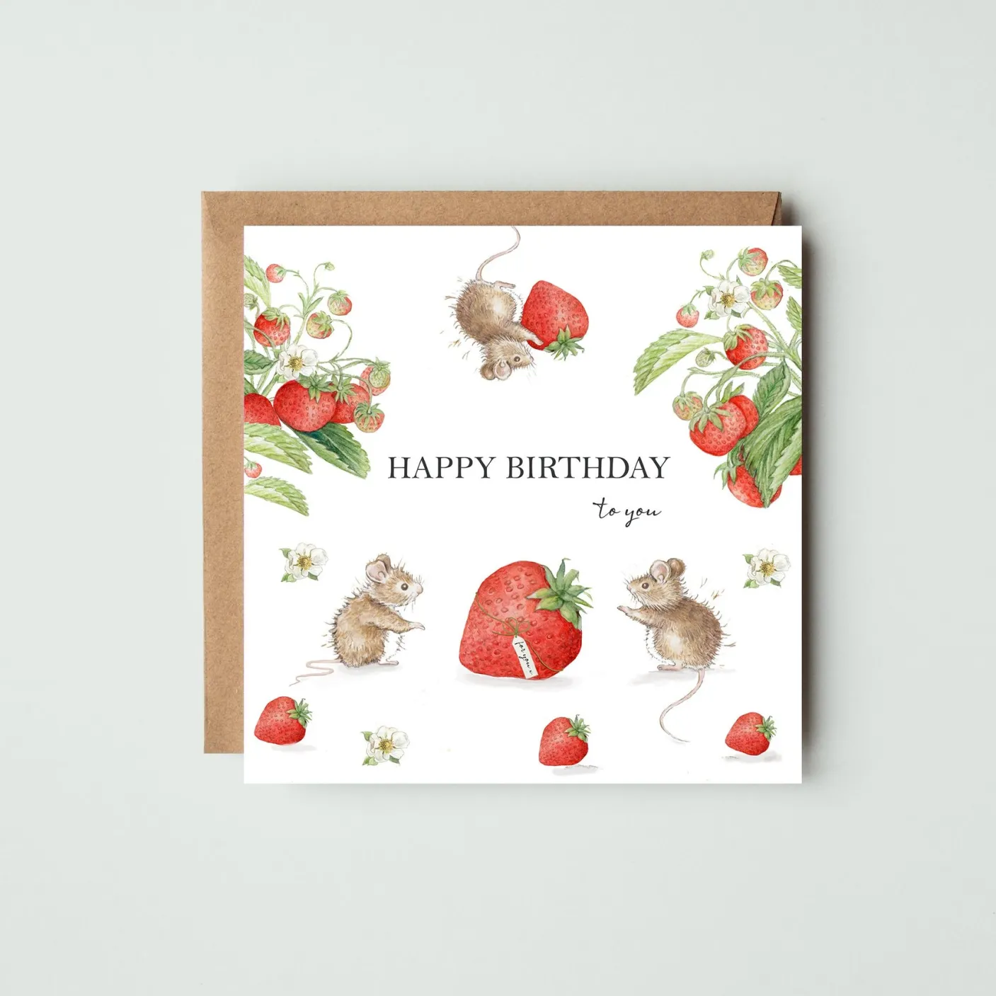 'Happy Birthday' Strawberry Mice Card