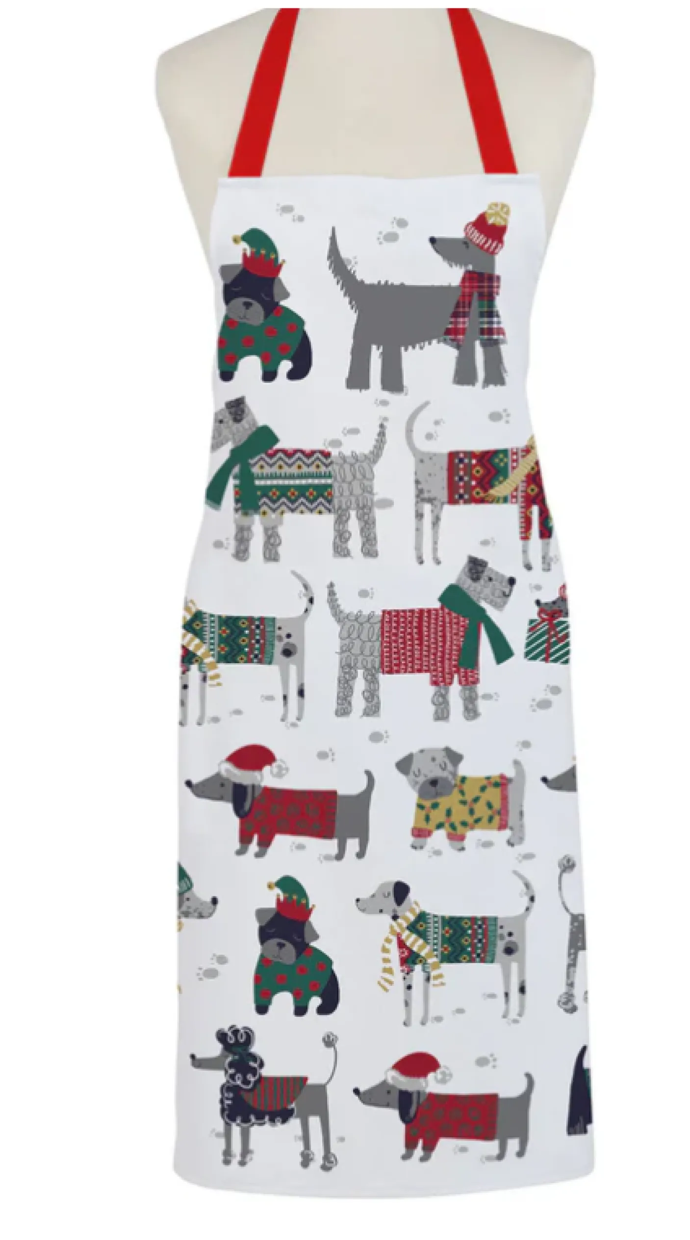 Grey Snow Dogs Holiday Cotton Apron