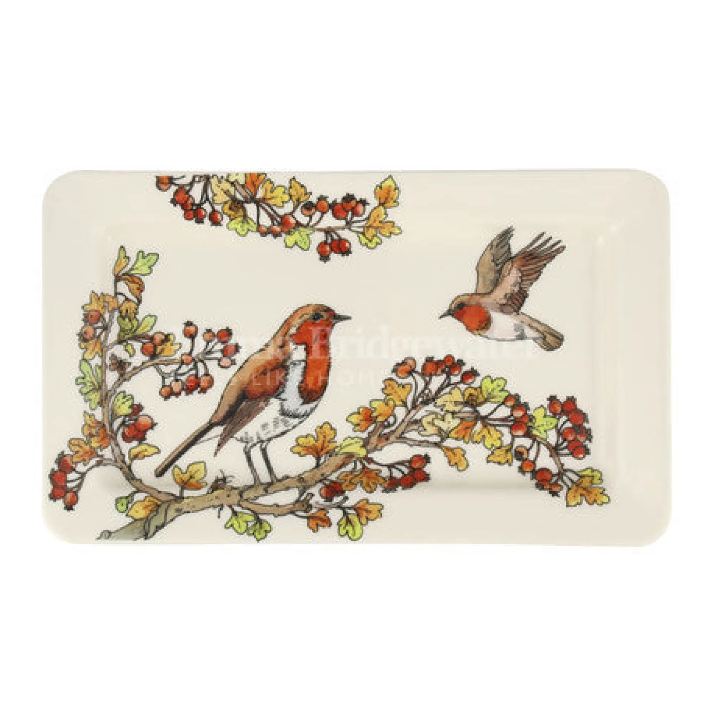 Birds in the Hedgerow Rosehip & Robin Medium Oblong Plate