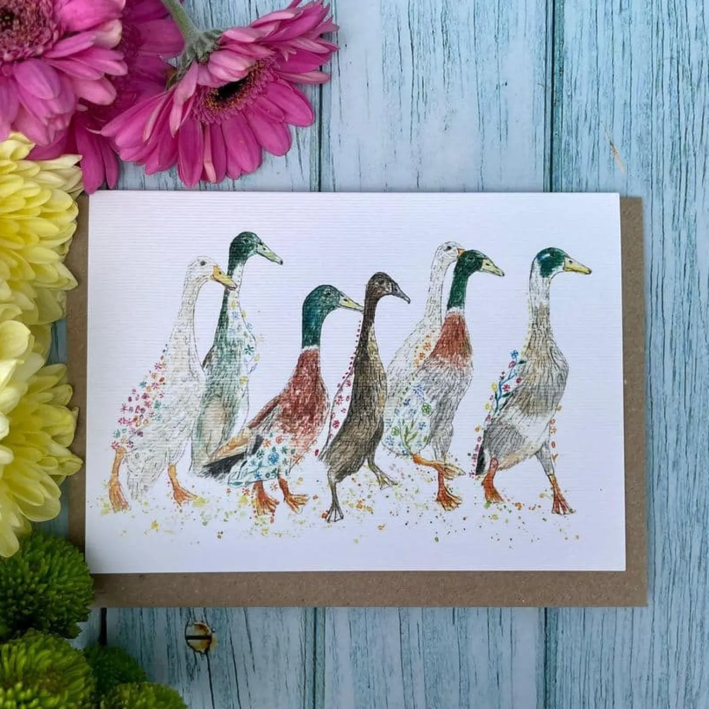 Ducks in a Row Blank Greetings Eco Card