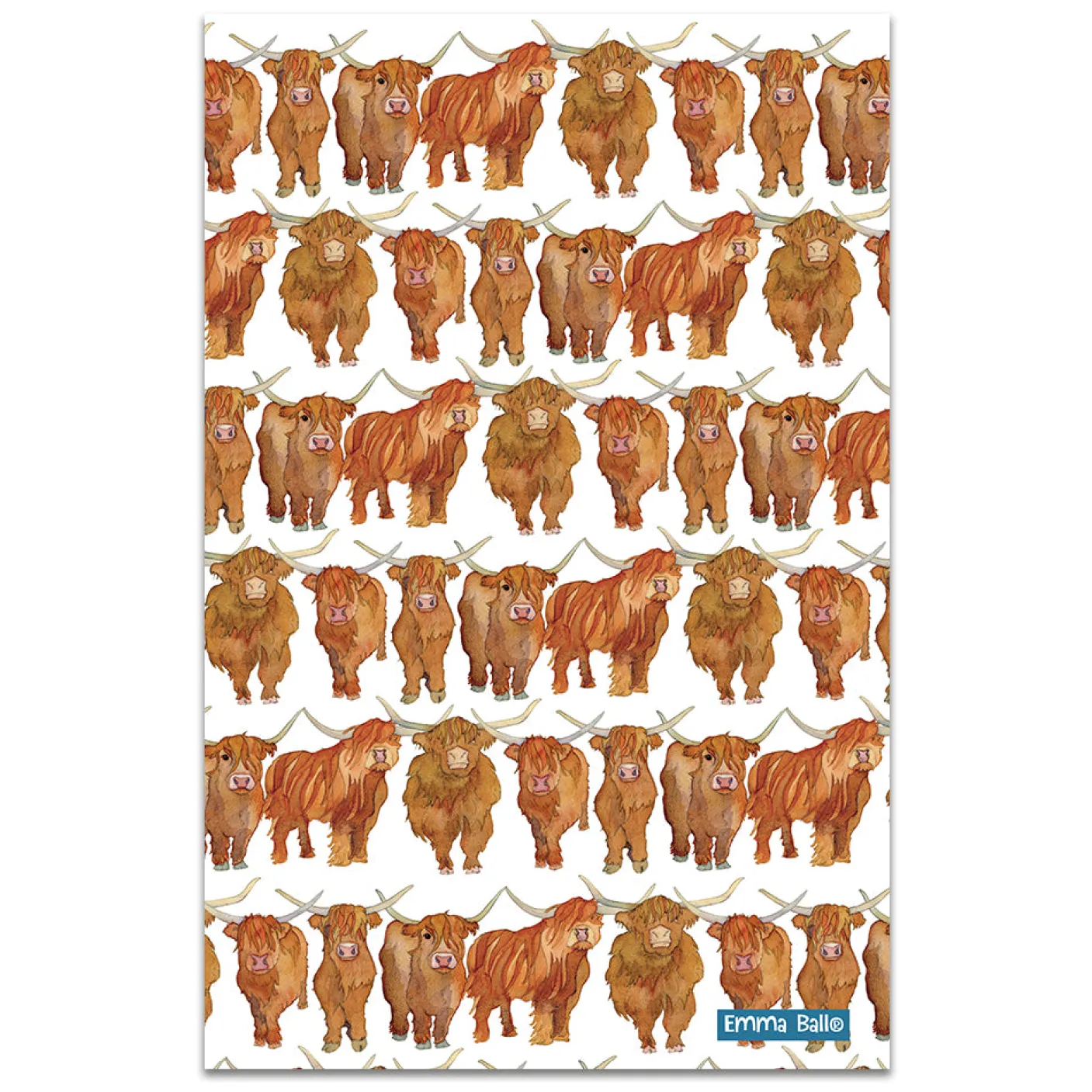 Highland Coos Repeat Tea Towel